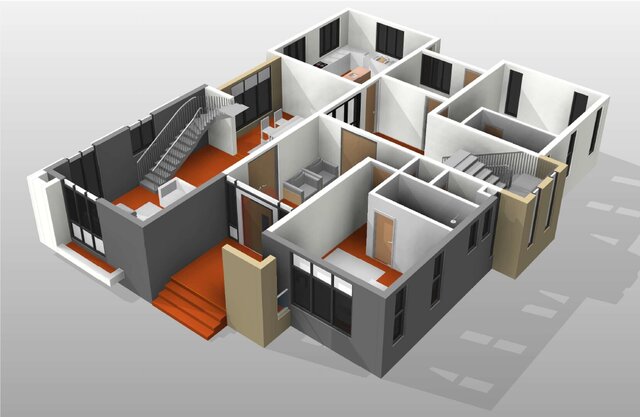 3D model of Modern 3-Story Residence: Full BIM Model & Architectural Sheet Set