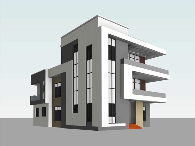 3D model of Modern 3-Story Residence: Full BIM Model & Architectural Sheet Set