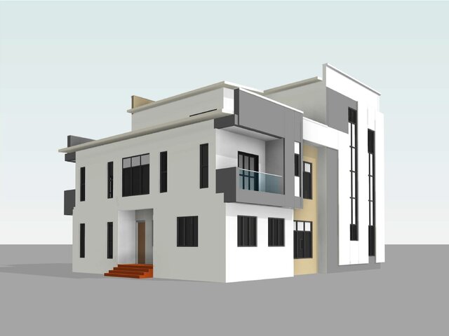 3D model of Modern 3-Story Residence: Full BIM Model & Architectural Sheet Set