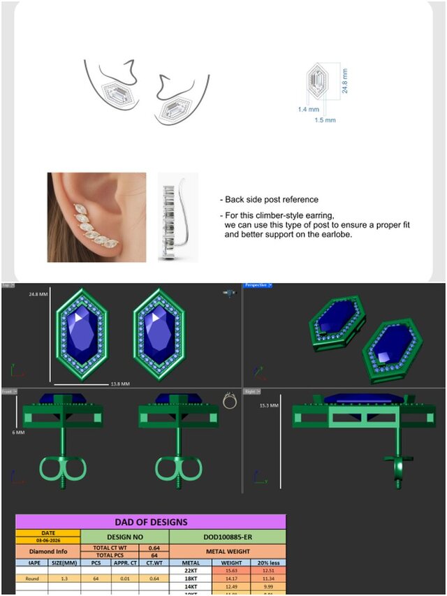 3D Jewellery CAD design Rings, Pendants, Bracelet, Earring, Necklace, Cufflinks, Watch cover etc. – image 4 of 16