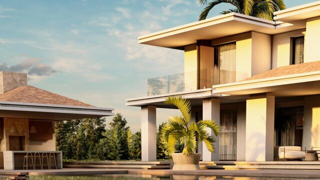 Para Villa | Symmetrical Two-Storey House with Layered Eaves, Pool and Summer Kitchen – image 5 of 5