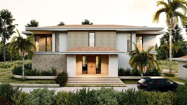 Para Villa | Symmetrical Two-Storey House with Layered Eaves, Pool and Summer Kitchen – image 2 of 5