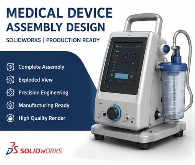Medical Device Assembly | SolidWorks | 3D CAD Design | Production Ready
