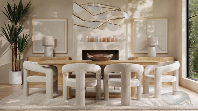 Modern Organic Dining Room Render