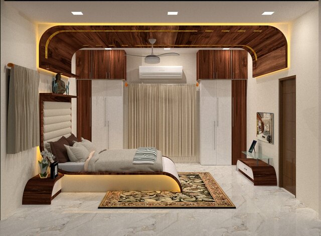 3D model of client likith and other  front elevation and interior works design