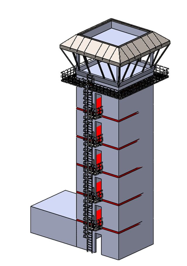 20M HIGH EMERGENCY LADDER AND CONTROL TOWER ROOM FRAME
