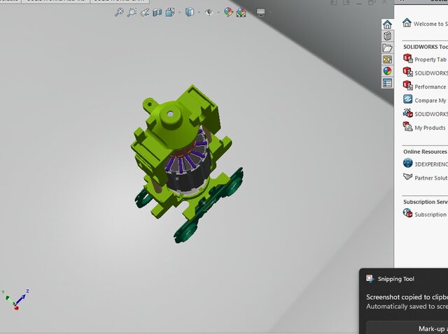 3D model of Custom Motorized Kinetic Assembly — Full SolidWorks Simulation