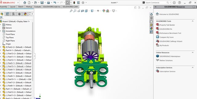 3D model of Custom Motorized Kinetic Assembly — Full SolidWorks Simulation