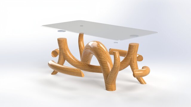 Contemporary Wood & Glass Coffee Table