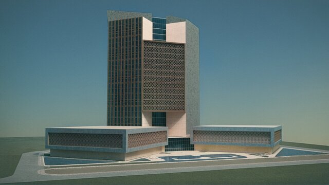 3D model of Modern commercial office building highrise