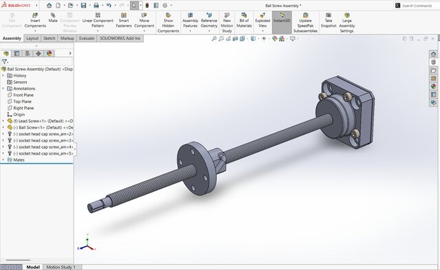 3D model of Thomson Linear Ball Screw Assembly | Precision CAD Modeling | SOLIDWORKS 3D Model