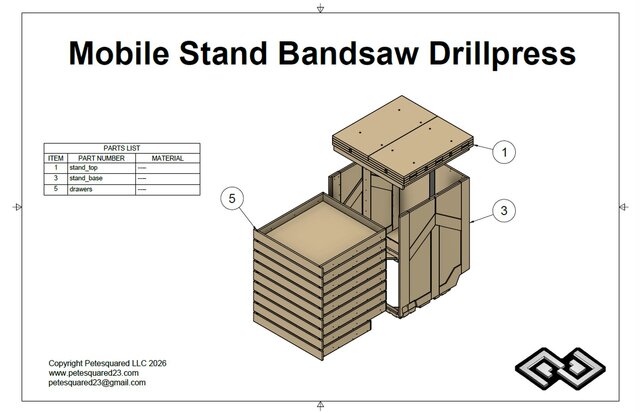 Mobile Bandsaw Stand – 3D CAD Design & 2D Technical Drawing – image 2 of 8