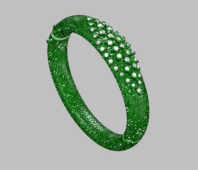 Luxury Diamond Pave Bangle – Manufacturing-Ready Jewellery CAD – image 7 of 10