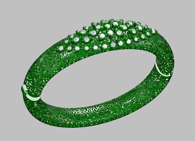 Luxury Diamond Pave Bangle – Manufacturing-Ready Jewellery CAD – image 6 of 10
