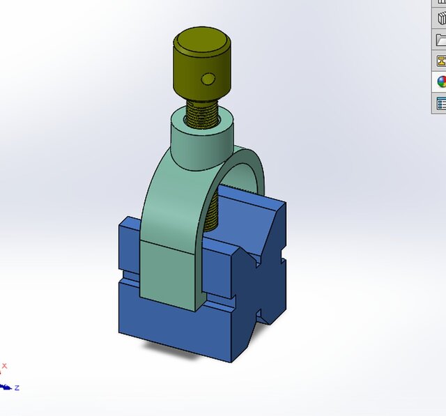 3D model of Mechanical Workholding & Mounting Systems — V-Block Clamping Fixture + L-Bracket Assembly