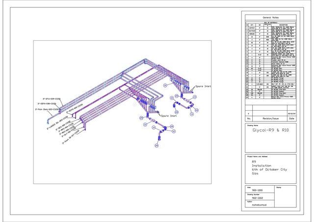 Piping Feeding lines Ortho drawing