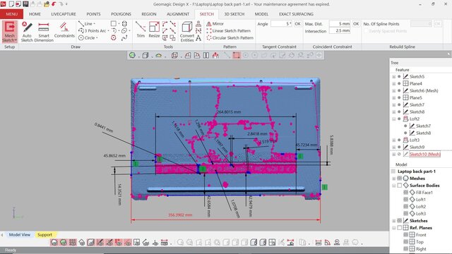Reverse engineering for laptop back part