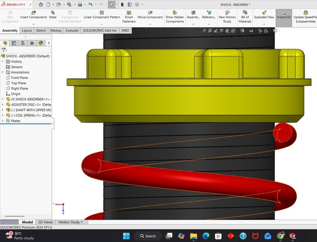 3D model of Coil Spring Suspension Assembly In SolidWorks