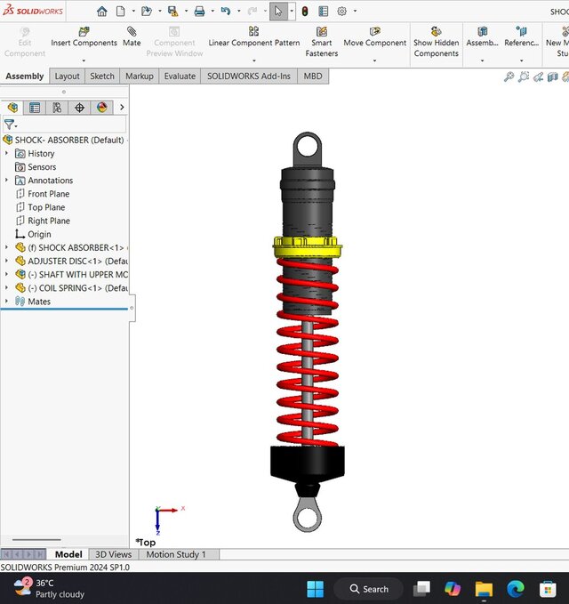 3D model of Coil Spring Suspension Assembly In SolidWorks
