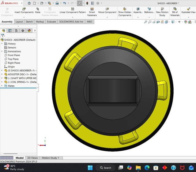 3D model of Coil Spring Suspension Assembly In SolidWorks