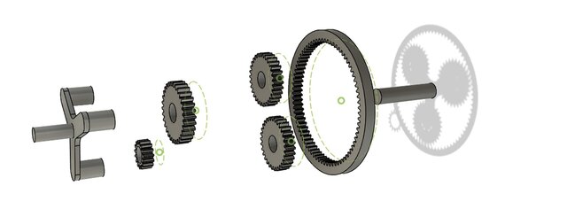 3D model of planetary gear train