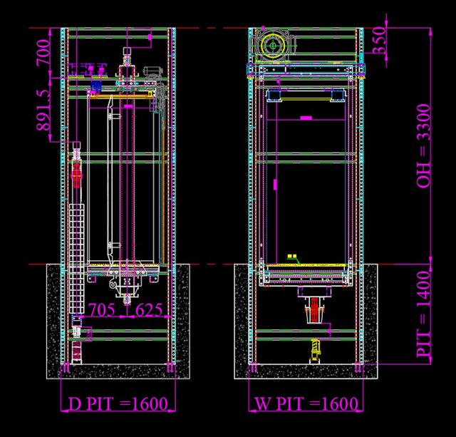 3D model of Elevators with OH only 3300mm