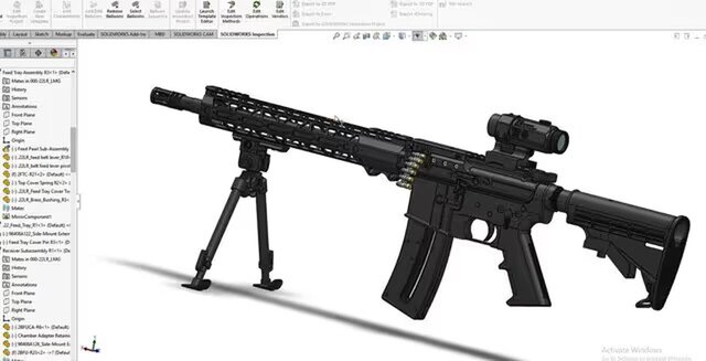 3D model of .22LR Belt-fed LMG based on AR-15