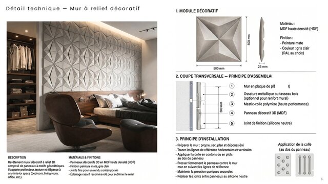 Luxury Guest Bedroom Design | Relief Wall, Walnut & Walk-in Closet | 3D Rendering – image 4 of 6