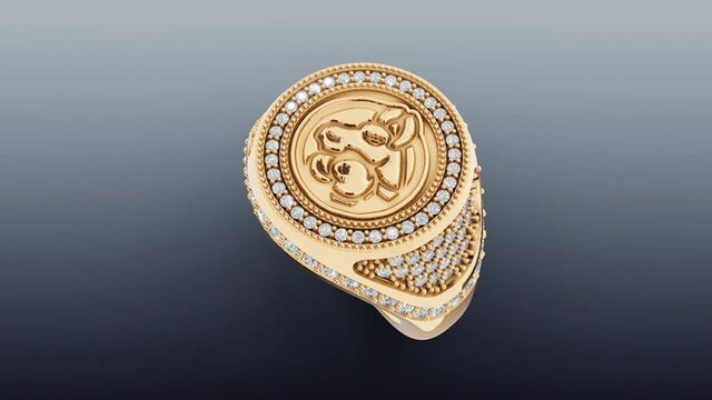 3D model of Signet Ring Sims Boxing Llama Inspired 14KY