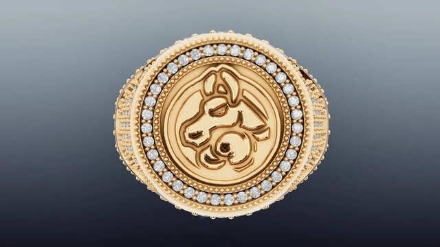 3D model of Signet Ring Sims Boxing Llama Inspired 14KY