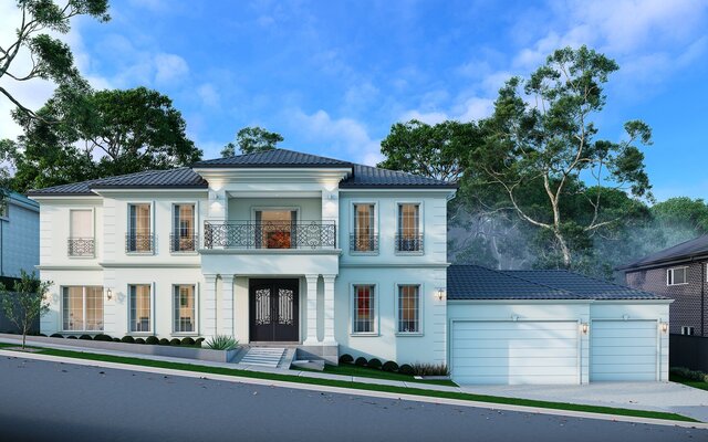 Double_Storey_Exterior_Elevation with Landcaping