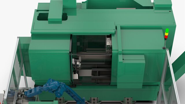 3D model of Automatic Double Station Lathe Loading and Unloading Machine