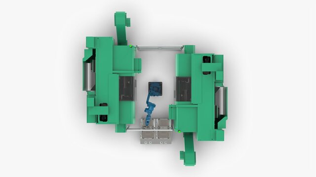 3D model of Automatic Double Station Lathe Loading and Unloading Machine