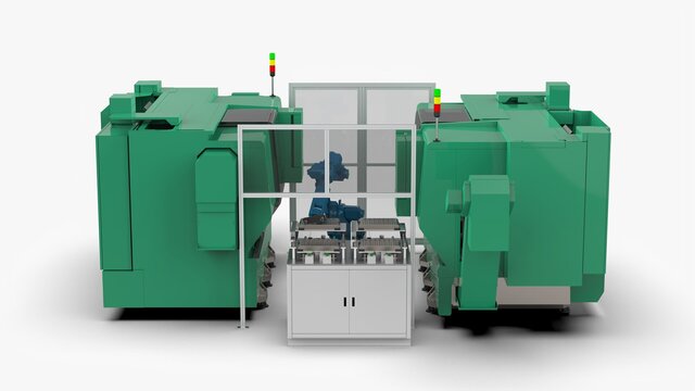 3D model of Automatic Double Station Lathe Loading and Unloading Machine