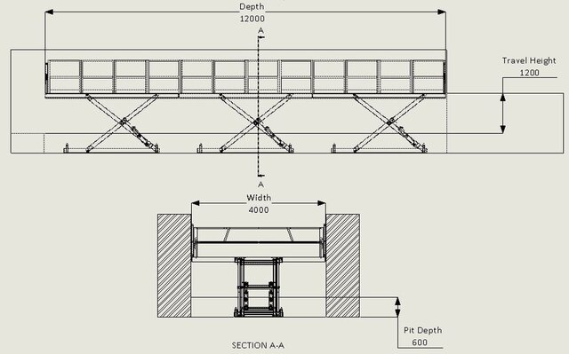 3D model of Industrial Hydraulic Scissor Table Lift – 3D CAD & Fabrication Design
