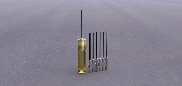 3D model of Xcelite handle and multiple screwdriver blades.