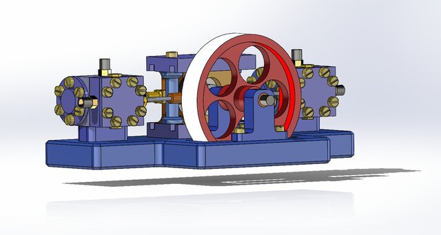 3D model of TANDEM SCOTCH YOKE ENGINE