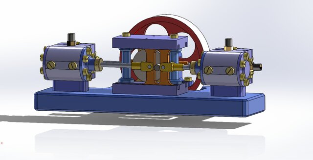3D model of TANDEM SCOTCH YOKE ENGINE