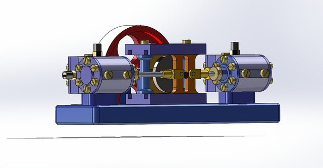 3D model of TANDEM SCOTCH YOKE ENGINE