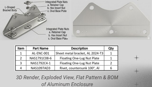 3D model of Aerospace Sheet Metal Enclosure — Nutplate Assembly & MIL-STD