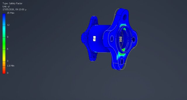 3D model of Formula Student Front Wheel Hub Assembly Design & FEA Validation