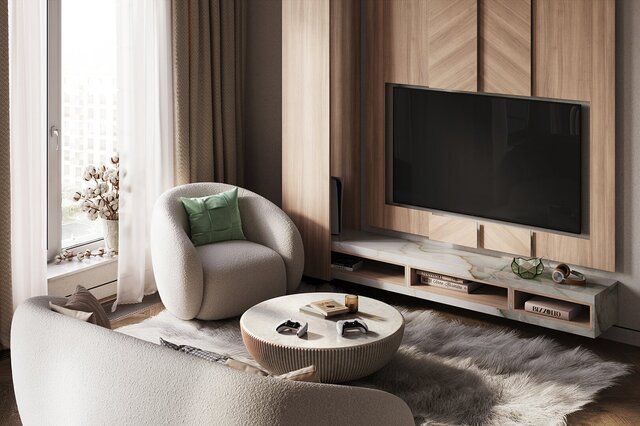 New 3D living room visualization exploring a contemporary residential interior. – image 5 of 7