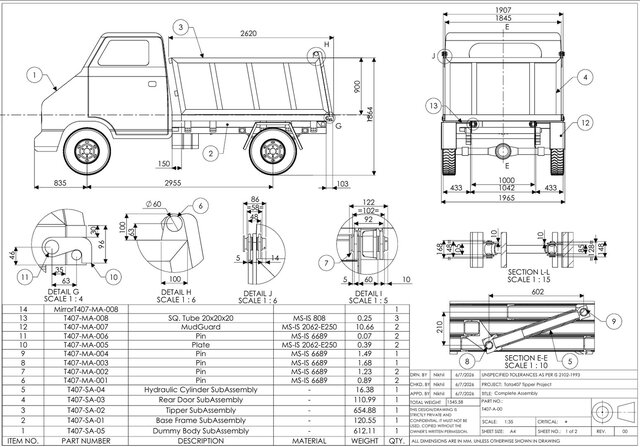Tata 407 Tipper Body