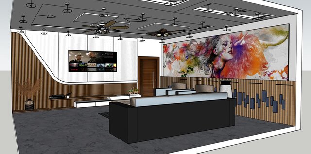 Modern Executive Office Lounge | 3D Interior Design & Space Planning