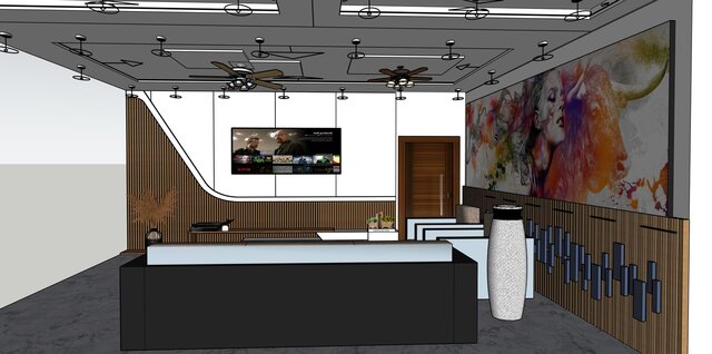 3D model of Modern Executive Office Lounge | 3D Interior Design & Space Planning