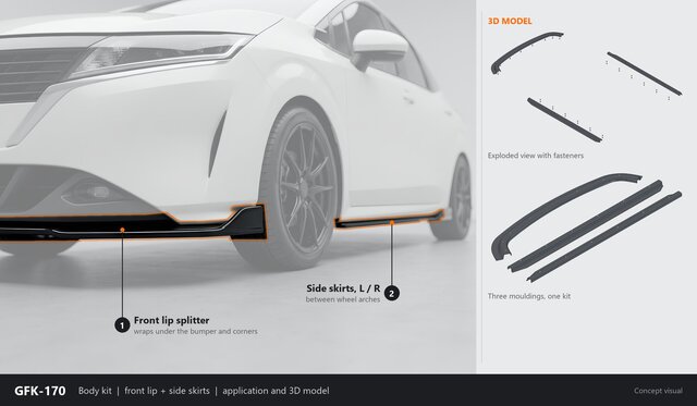 GRP Body Kit - Front Lip and Side Skirts, Mould-Ready Design – image 4 of 6