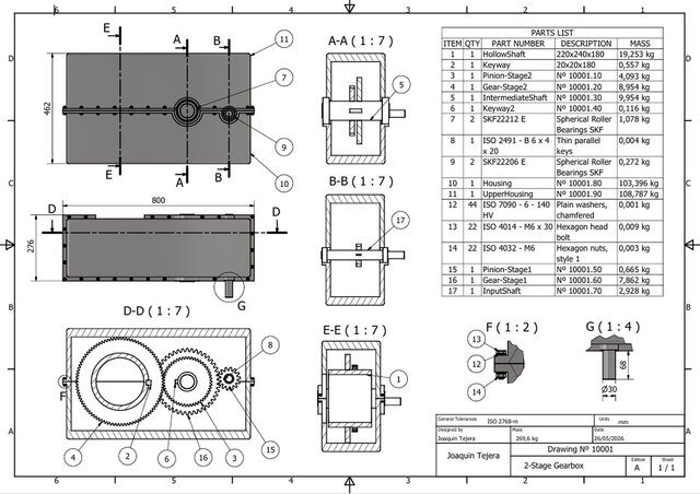3D model of 2-Stage Spur Gear Reducer – Full Assembly Drawing