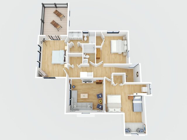 3D model of Modern Two-Story Residential House 3D Architectural Floor Plan and Layout Visualization