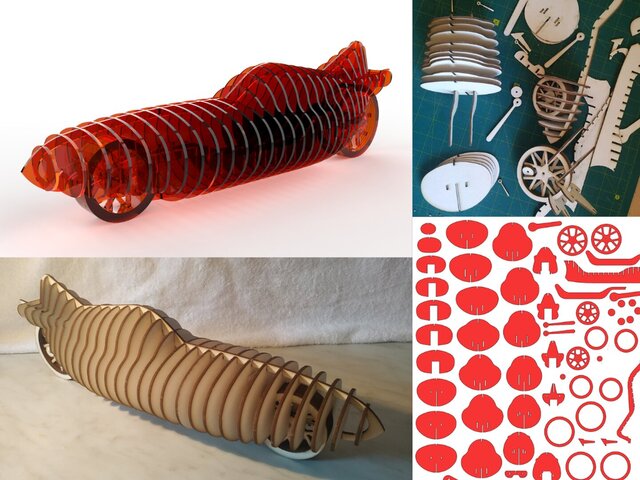 3D model of Laser-cut automotive sculpture