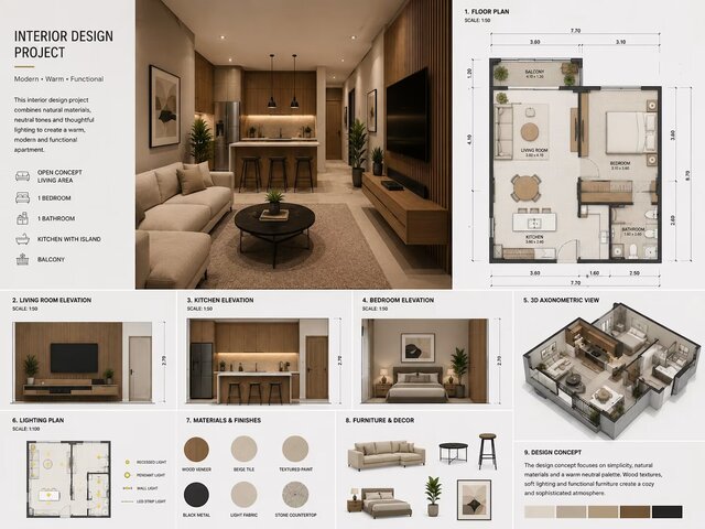 3D model of Contemporary Living Space Interior Design